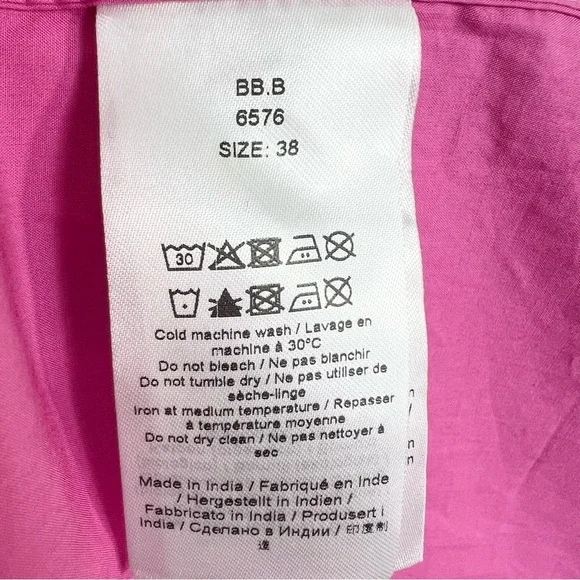 NWT GANNI COLOUR BLOCK Organic COTTON POPLIN SMOCKED MINI DRESS IN PHLOX PINK 38 - Picture 16 of 17